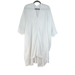 Miranda Bennett Studio Women White Linen V Neck Dress One Size